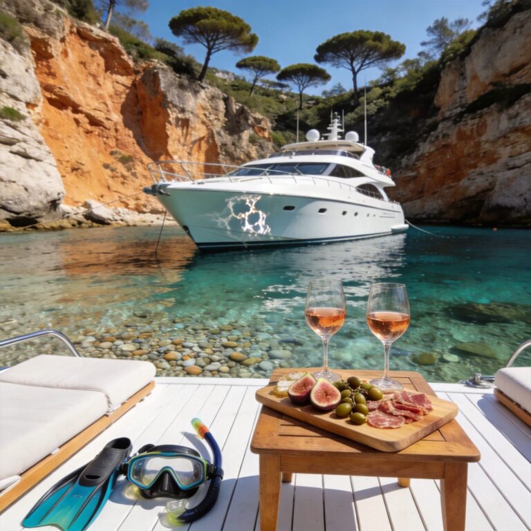 Boat tour Nice — crique méditerranéenne et yacht
