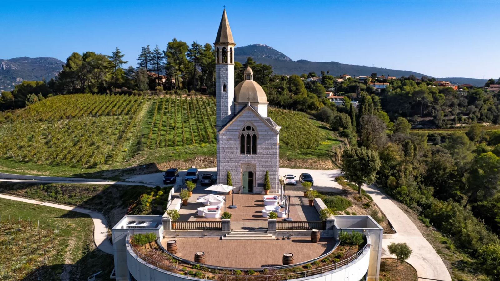 Chateau de Bellet chapel and organic vineyard Nice