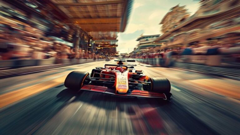 Samochód Formuły 1 na placu Casino w Monte Carlo, dzień wyścigów