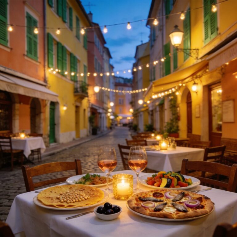 Restaurant terrasse Vieux Nice Cours Saleya — soirée niçoise