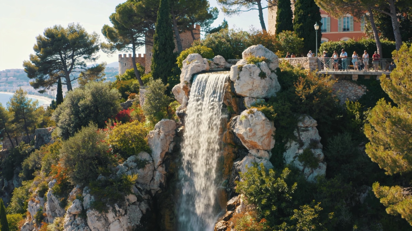 Vandfaldet på Castle Hill i Nice